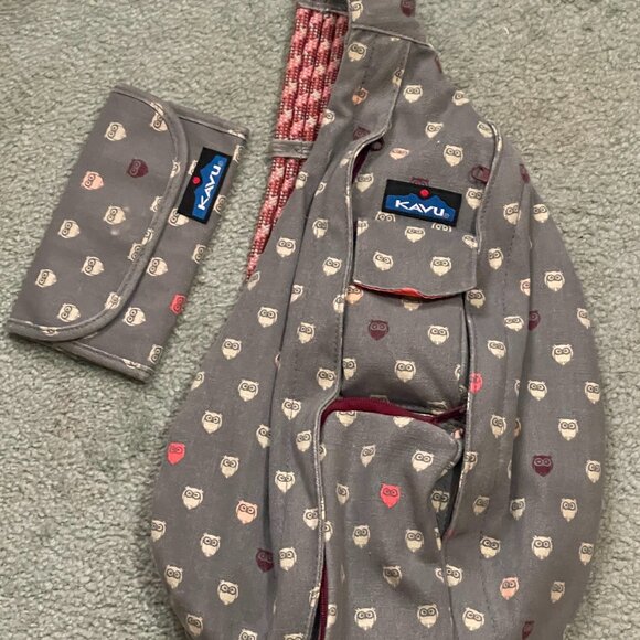 KAVU Rope Sling Crossbody Backpack with Wallet - Owl Print main image 5